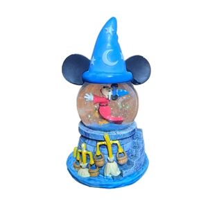 Vintage Disney Sorcerer Mickey Mouse Resin 6 1/4" Snow Globe Pre-Owned